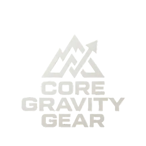 Core Gravity Gear logo with mountain and arrow design on a white background